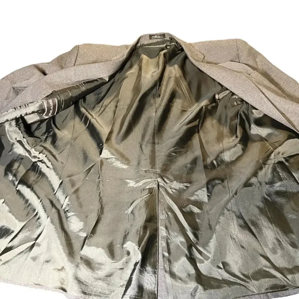 David Taylor Gold Button Hopsack Solid Gray Blazer Sport Coat Jacket‎ 44L Long